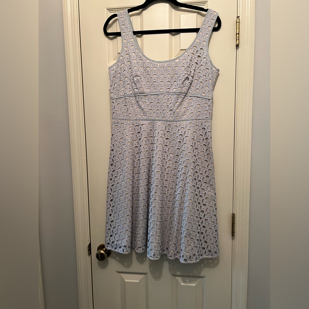 Ann Taylor LOFT Light Beige and Soft Blue dress size 8. NWT